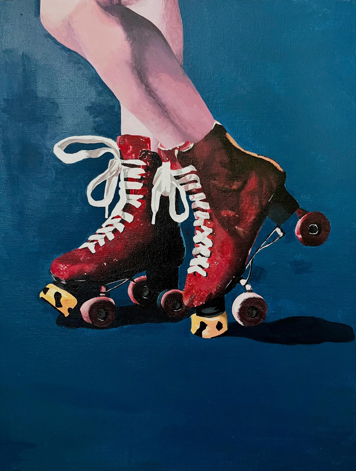 Different State of Mind, acrylic painting of roller skates