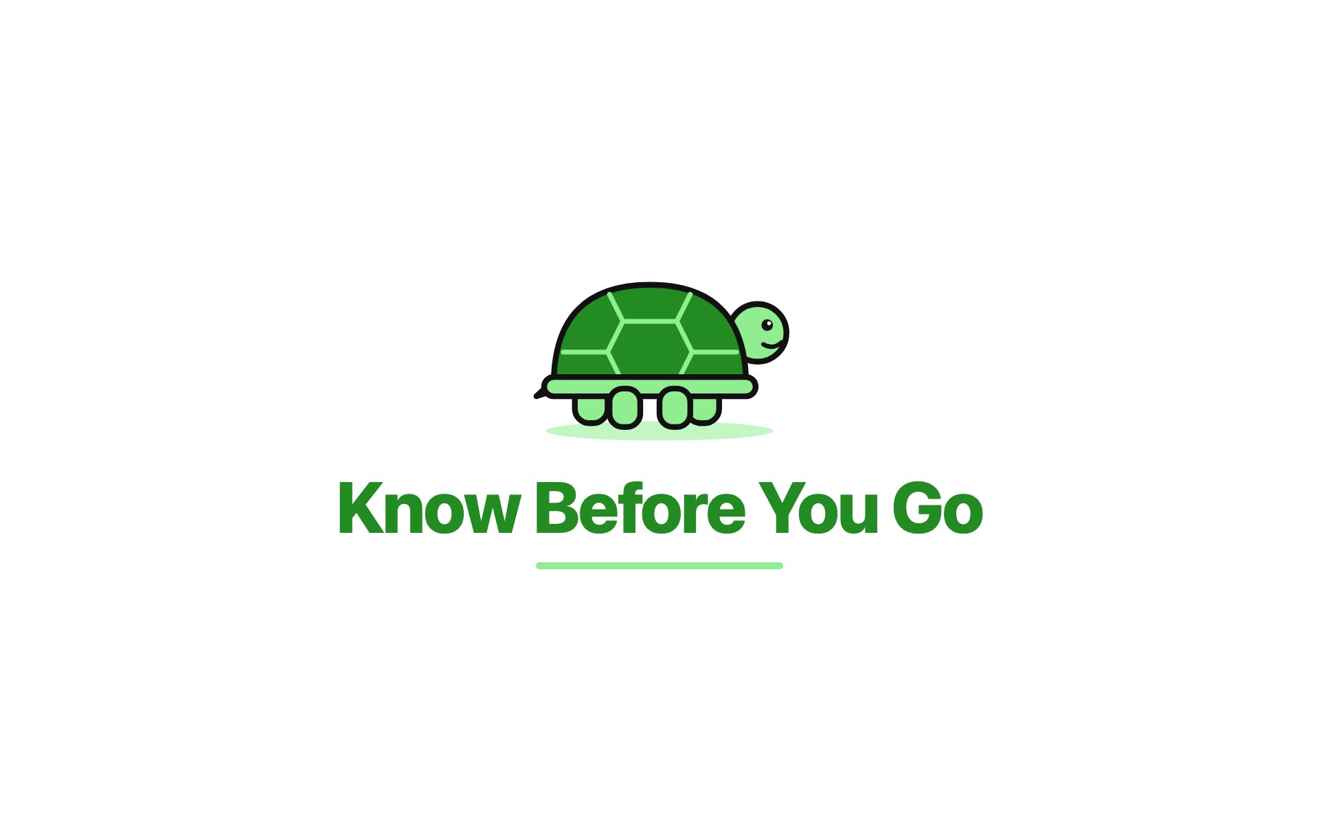 Know Before You Go title card with the turtle mascot